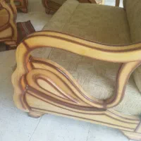 مبلمان ۷ نفره در حد نو با چوب راش و پارچه درجه سک
