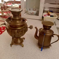 سماور یک لیتری و کتری نیم لیتری ذغالی