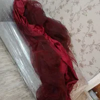 پرده حریر زرشکی نونو با ساتن