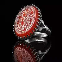 انگشتر عقیق سرخ معدنی با رکاب نقره