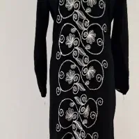 پیراهن زنانه کرپ گلدوزی شده با پولک