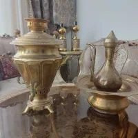 سماور ذغالی قدیمی آفتابه لگن برنجی