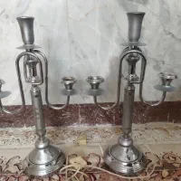 دو عدد شمعدانی استیل