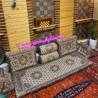 پشتی سنتی وسرویس ۷تکه شاهنشین (ترمه اصل )