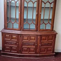 ویترین دکوری دو تکه کامل چوب آنتیک