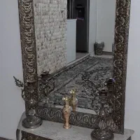 آیینه شمعدان برنج در حد نو وسالم