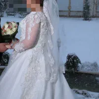 لباس عروس دانتل ترک و ساتن امریکایی