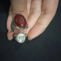 انگشتر نقره عقیق مردانه و دُر نجف زنانه