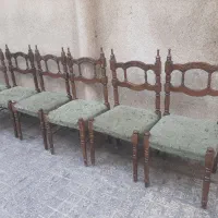 صندلی چوب گردو انتیک قدیمی ۶ عدد مدل خاص