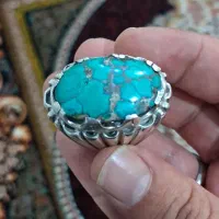 انگشتر فیروزه نیشابور درشت و قواره داررکاب کار دست