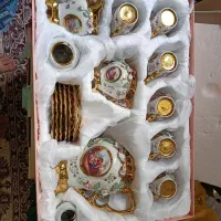 سرویس چای خوری گل برجسته طلا کوب