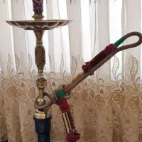 قلیان برنجی شمش ست کامل تنه قلم کاری