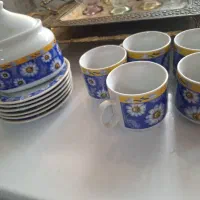 سرویس فنجان گل بابونه و قهوه خوری عسلی