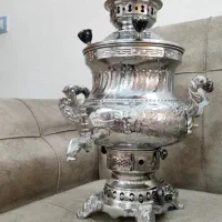 سماورگازی 6 لیتری خجسته/پارسیان دسته کروم،قلمکاری