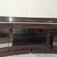 میز تلویزیون چوب و شیشه