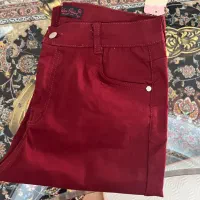 شلوار کتان زرشکی سایز ۴۴ قد ۱۰۰