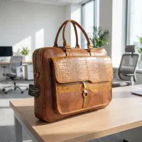 کیف اداری چرم طبیعی مردانه دنیس مدل کروکودیلی