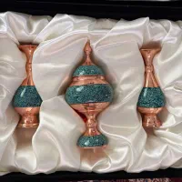 ست گلدان و شکلات خوری مس و فیروزه