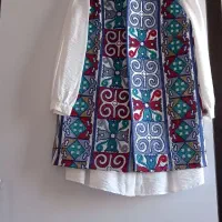 مانتو شلوار سه تیکه سوزن دوزی