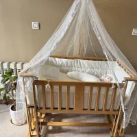 تخت کنار مادر گهواره چوبی سیسمونی نوزاد کودک