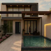 طراحی سه بعدی نمای بیرون و فضای داخلی