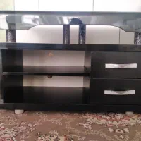 زیر تلویزیونی مشکی صفحه شیشه