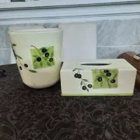 سطل و جا دستمال کاغذی سرامیکی