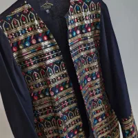 مانتو کتی آبی و مشکی