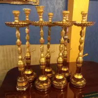 ۷ عد قلیان سه پله برنجی کامل  با لوازم