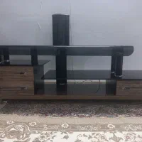 میز تلویزیون چوبی شیشه ای