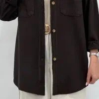 مانتو لینن پنبه  رنگ شکلاتی تیره