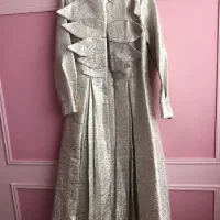مانتو مزونی کرم طلایی ژاکارد ترک سایز۳۶/۳۸