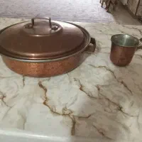 ماهیتابه و لیوان مسی کاملا نونو
