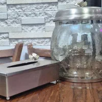 جای دستمال کاغذی و سطل زباله شیشه ای