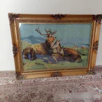 تابلو کوبلن منجق دوزی شده با قاب چوبی در حد نو