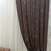 پرده شاین دار ، دو عدد شال ،زیرپرده ،چوب پرده