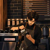 کار اموز خانم کار در کافه باریستاو بارتندر