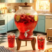کلمن شیشه ای درب و پایه چوبی