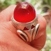 انگشتر حاج ممی سعادت عقیق کلوخه تراش دارو سمه نشان