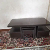 جلو مبلی با سه عدد عسلی چرخ دار سالم