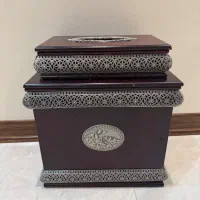 سطل و جای دستمال کاغذی چوبی