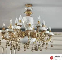 لوستر سرامیک سفید طلایی