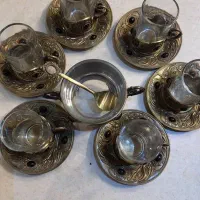 ست فنجان و نعلبکی برنجی اصل خارجی