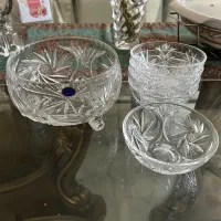 آجیل خوری با پیاله کریستال خورشیدی بوهمیا اصل چک