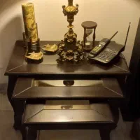 میز۳ تایی عسلی چوب و شیشه