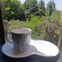ست ماگ و زیر ماگی برگ کبالتی