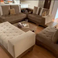 مبلمان ال چوب ۸ نفره همراه با میز وسط