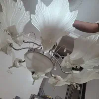 لوستر ۸ شاخه استیل طرح برگ