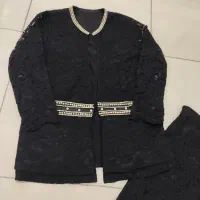 کت دامن مشکی گیپور  کار دست