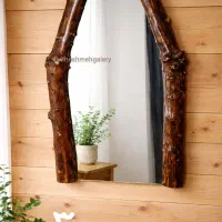آینه چوبی روستیک و برجسته